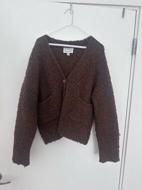 Le Bon Shoppe Women's Brown Textured V-Neck Cardigan